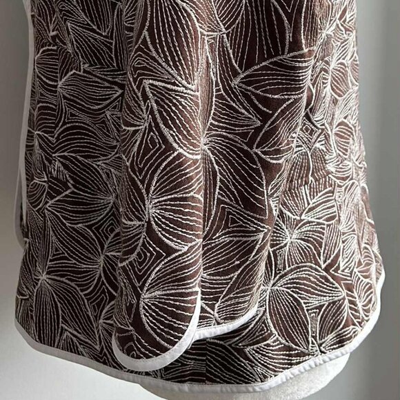 Nygård Collection Chocolate Pure Linen Floral Embroidered Jacket – US 12 - Picture 6 of 11